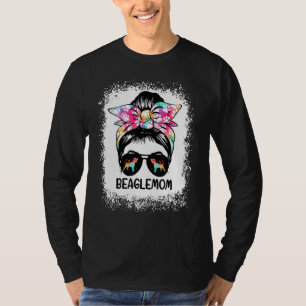 Bleached Beagle Mum Messy Bun Hair Colourful Dog M T-Shirt