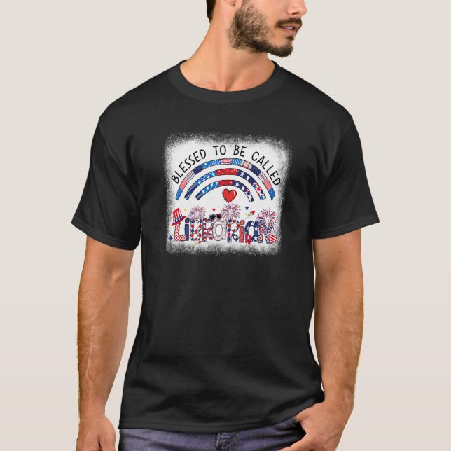 Bleached Blessed To Be Called Librarian Reading Pa T-Shirt (Front)