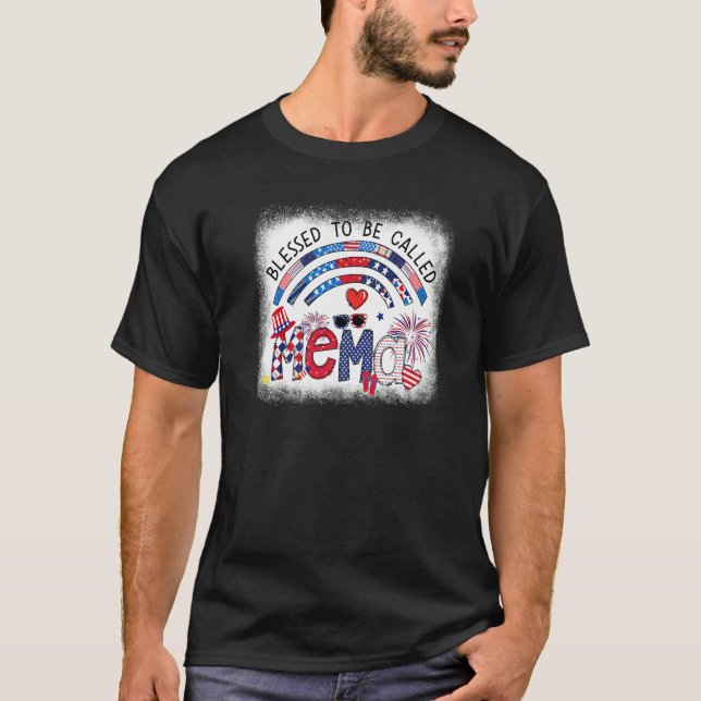 Bleached Blessed To Be Called Mema Patriotic 4th O T-Shirt (Front)