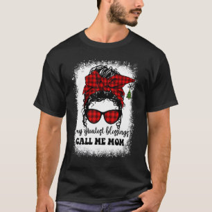 Bleached Buffalo Plaid Messy Bun My Greatest Bless T-Shirt