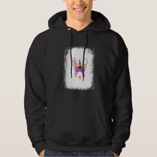 Bleached Bunny Face Leopard Glasses Headband Happy Hoodie