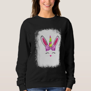 Bleached Bunny Face Leopard Glasses Headband Happy Sweatshirt