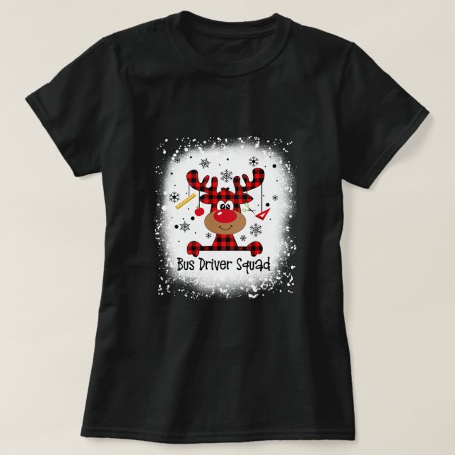 Bleached Bus Driver Squad Reindeer Funny Christmas T-Shirt (Design Front)