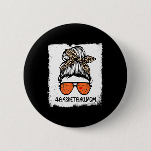 Bleached Bysketbyll Mum Life Leopard Messy Bun Gam 6 Cm Round Badge