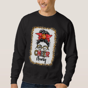 Bleached Cheer Aunty Cheerleading Messy Bun Leopar Sweatshirt