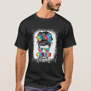 Bleached Cheer Mom Messy Bun Hair Sunglasses Mothe T-Shirt