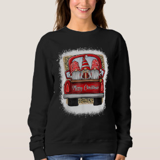 Bleached Christmas Family Gnomes Truck Leopard Mer Sweatshirt