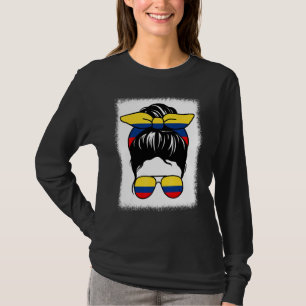 Bleached Colombian Mum Messy Bun Colombia Mum Moth T-Shirt