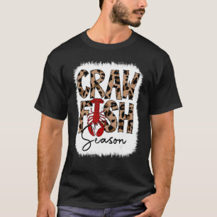 Bleached Craw Fish Season Leopard Crawfish Boil Lo T-Shirt