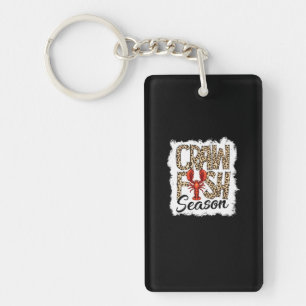 Bleached Crawfish Season Leopard Crawfish Boil Key Ring
