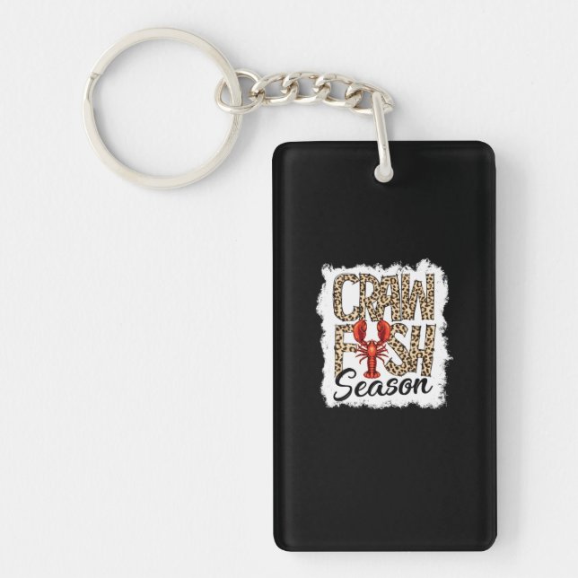 Bleached Crawfish Season Leopard Crawfish Boil Key Ring (Front)