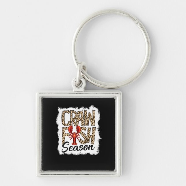 Bleached Crawfish Season Leopard Crawfish Boil Key Ring (Front)