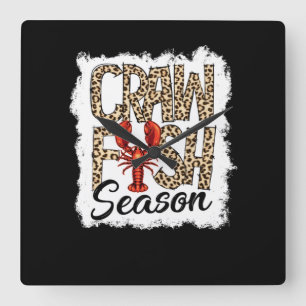 Bleached Crawfish Season Leopard Crawfish Boil Square Wall Clock