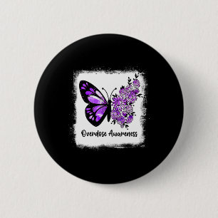 Bleached Daisy Butterfly Purple Ribbon Overdose Aw 6 Cm Round Badge