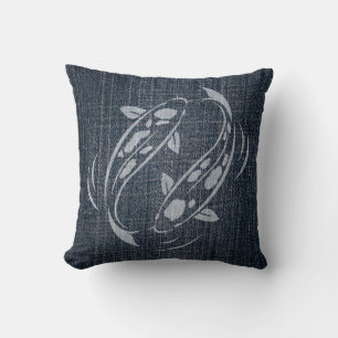 Bleached Denim - Koi Cushion