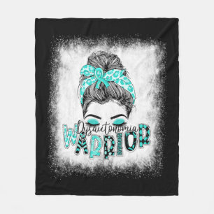 Bleached Dysautonomia Warrior Messy Bun Turquoise  Fleece Blanket