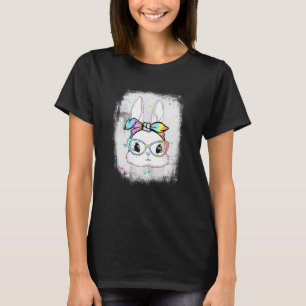 Bleached Easter Bunny Face Tie Dye Headband Glasse T-Shirt