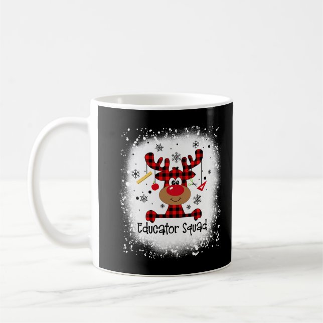 Bleached Educator Squad Reindeer Funny Christmas X Coffee Mug (Left)