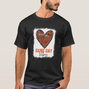 Bleached Football Game Day Vibes Football Mum Game T-Shirt