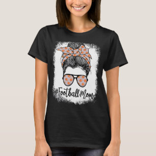 Bleached Football Leopard And Messy Bun Player Mum T-Shirt
