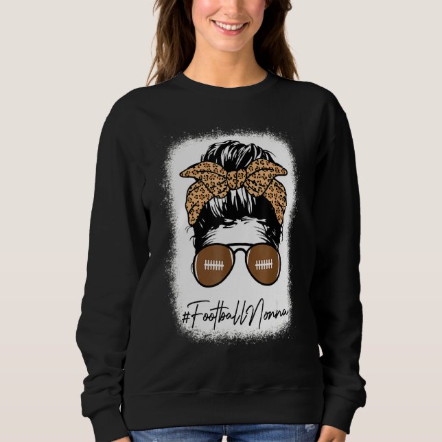 Bleached Football Nonna Life With Leopard Messy Bu Sweatshirt (Front)