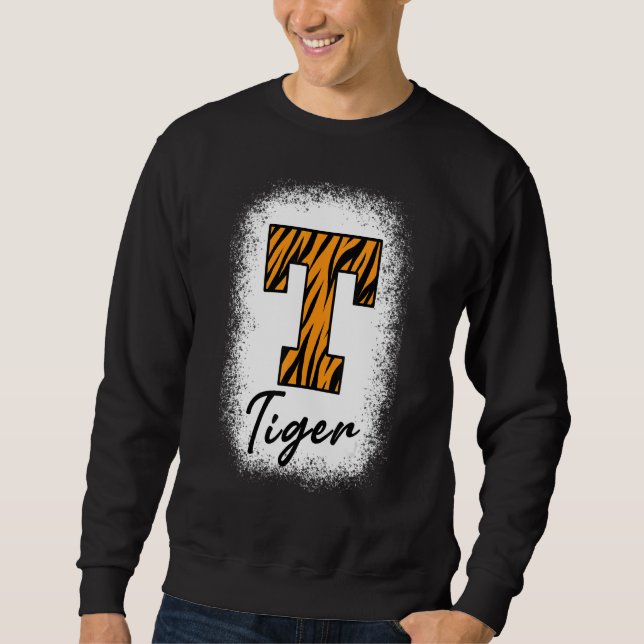 Bleached Football Tigers School Sports Fan Team Sp Sweatshirt (Front)