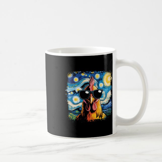 Bleached Funny Chicken Starry Night Van Gogh Chick Coffee Mug (Right)