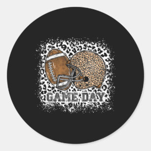Bleached Game Day Leopard Football Helmet Sport Mo Classic Round Sticker