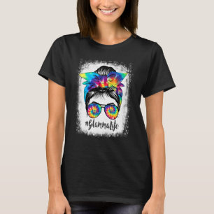 Bleached Glamma Life Messy Hair Bun Tie Dye Mother T-Shirt
