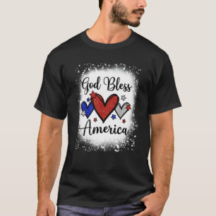 Bleached God Bless America Patriotic Usa Flag Colo T-Shirt