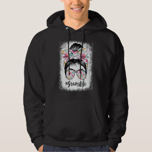 Bleached Grams Life Messy Hair Bun Floral Women Mo Hoodie