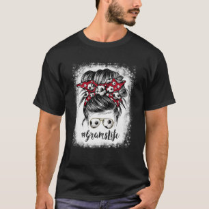 Bleached Grams Life Soccer Mothers Day Messy Bun T-Shirt