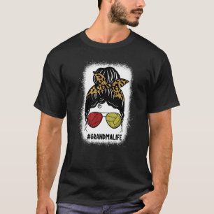 Bleached Grandma Life Messy Bun Cute Volleyball Ba T-Shirt