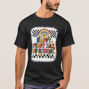 Bleached Groovy Happy First Day Back To School Tea T-Shirt