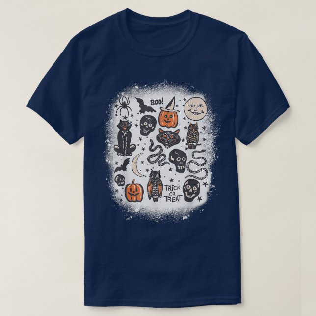 Bleached Halloween Doodles, Happy Hallow Witch Pum T-Shirt (Design Front)