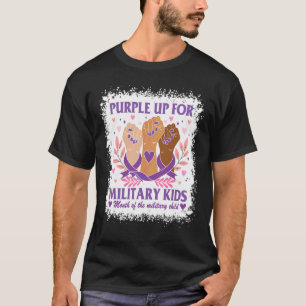 Bleached Hands Purple Up Day For Military Kids Pur T-Shirt