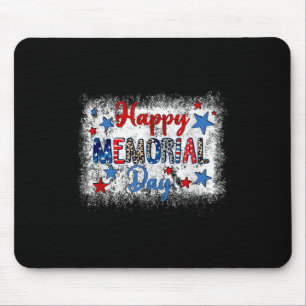 Bleached Happy Memorial Day Leopard Usa Patriotic  Mouse Pad