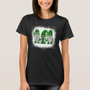 Bleached Happy St Patrick's Day Three Gnomes Shamr T-Shirt