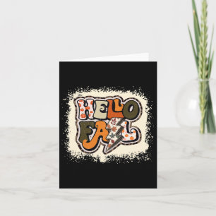 Bleached Hello Fall Autumn Vibes Retro Groovy Card