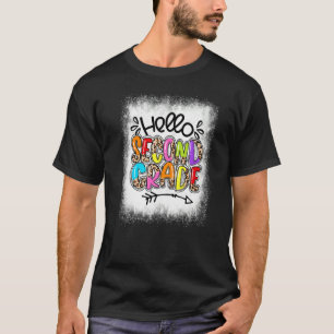 Bleached Hello Second Grade 2nd Grade Teacher Back T-Shirt