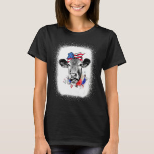 Bleached Highland Cow American Flag Patriotic 4th  T-Shirt