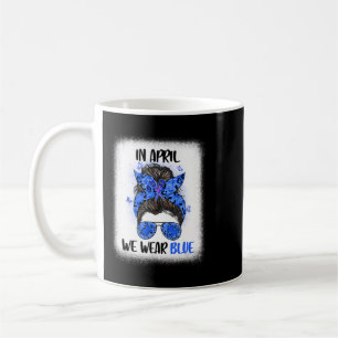 Bleached In April We Wear Blue Messy Bun Lunch Lad Coffee Mug