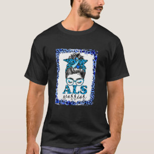 Bleached Leopard Als Warrior Messy Hair Bun Als Aw T-Shirt