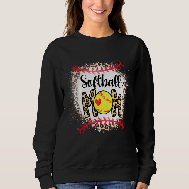Bleached Leopard Ball Mum Mother's Day Softball Mo Sweatshirt (Front)