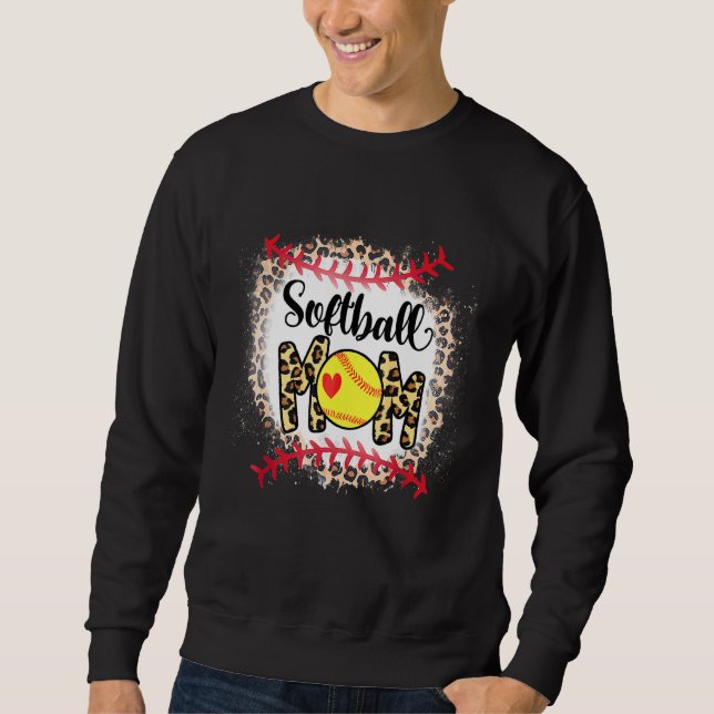 Bleached Leopard Ball Mum Mother's Day Softball Mo Sweatshirt (Front)