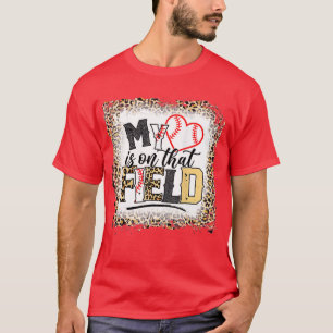 Bleached Leopard Baseball Mum My Heart is on That T-Shirt
