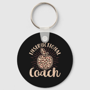 Bleached Leopard Instructional Coach Typography Key Ring