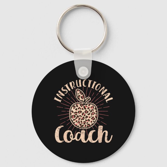 Bleached Leopard Instructional Coach Typography Key Ring (Front)