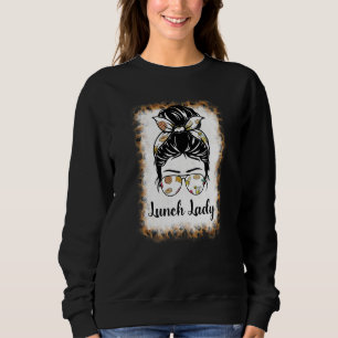 Bleached Leopard Lunch Lady Messy Bun Lunch Lady Sweatshirt