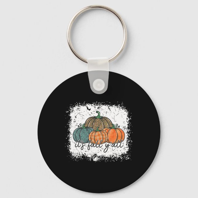 Bleached Leopard Pumpkin Autumn Its Fall Yall Than Key Ring (Front)